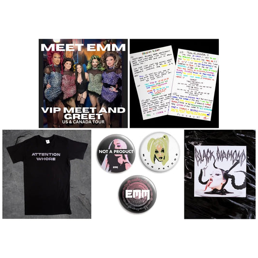 MEET AND GREET BUNDLE: WITH VINYL, LYRIC SHEET, PINS AND ATTENTION SHIRT!